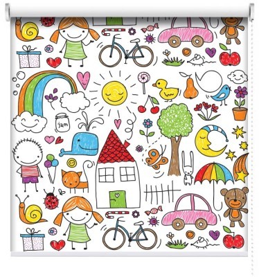 Πολύχρωμη Ζωγραφιά, Παιδικά, Ρολοκουρτίνες, 100 x 100 εκ.