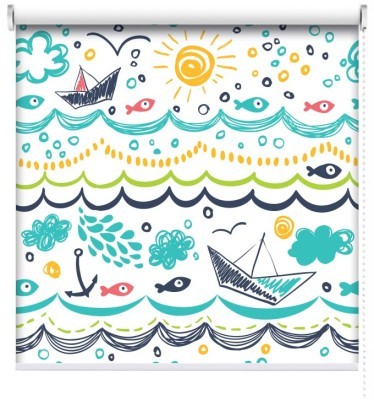 Ζωγραφιά Με Βάρκες, Παιδικά, Ρολοκουρτίνες, 100 x 100 εκ.