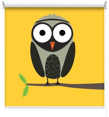 Κουκουβάγια κίτρινο φόντο, Παιδικά, Ρολοκουρτίνες, 100 x 100 εκ.