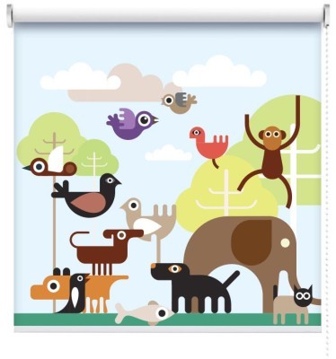 Χαρούμενα Ζώα στην Ζούγκλα, Παιδικά, Ρολοκουρτίνες, 100 x 100 εκ.
