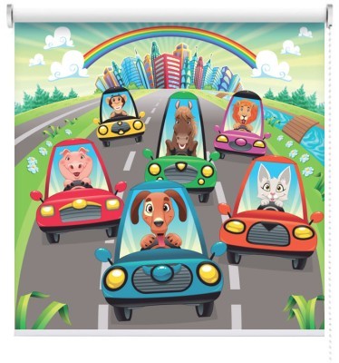 Ζώα στον αυτοκινητόδρομο, Παιδικά, Ρολοκουρτίνες, 100 x 100 εκ.