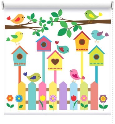 Πολύχρωμα κλουβιά πουλιών, Παιδικά, Ρολοκουρτίνες, 100 x 100 εκ.
