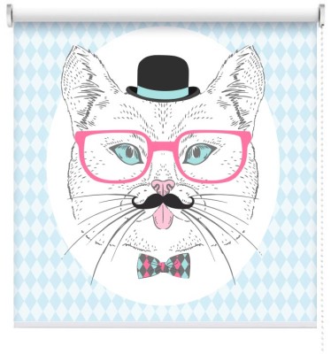 Houseart Χίπστερ Γάτος, Παιδικά, Ρολοκουρτίνες, 100 x 100 εκ.
