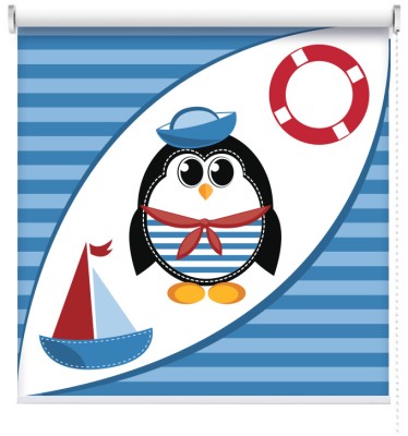 Houseart Πιγκουίνος Ναύτης, Παιδικά, Ρολοκουρτίνες, 100 x 100 εκ.