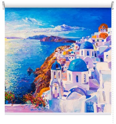 Houseart Ελαιογραφία, Ελληνικό νησί, Πόλεις - Ταξίδια, Ρολοκουρτίνες, 93 x 70 εκ.