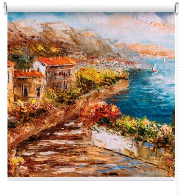 Houseart Ελαιογραφία, Γραφικό τοπίο στην Ελλάδα, Πόλεις - Ταξίδια, Ρολοκουρτίνες, 100 x 77 εκ.
