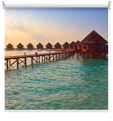 Βίλες πάνω στη θάλασσα κατά το ηλιοβασίλεμα, Πόλεις - Ταξίδια, Ρολοκουρτίνες, 120 x 78 εκ.