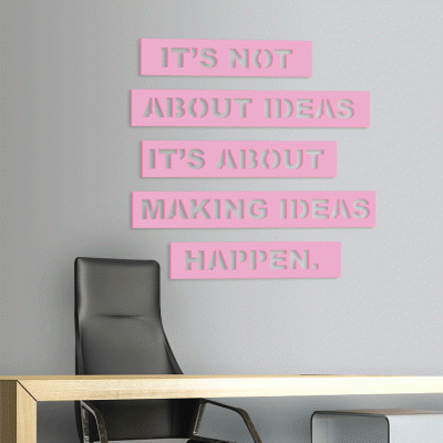 Houseart It\'s Not About Ideas, Γραφείο, Λέξεις - Φράσεις, 3D ΣΧΕΔΙΑ, 50 x 50 εκ., Ξύλο MDF (6mm)