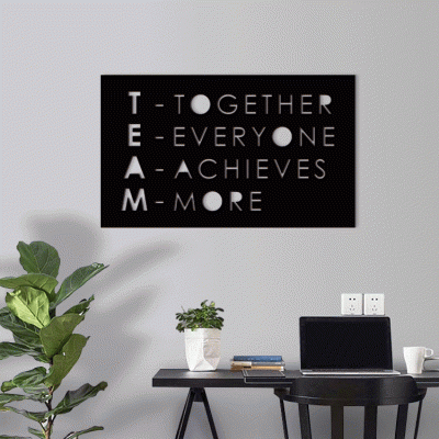 Team, Γραφείο, Λέξεις - Φράσεις, 3D ΣΧΕΔΙΑ, 50 x 30 εκ., Ξύλο MDF (6mm)