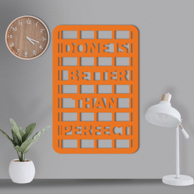 Houseart Done Is Better Than Perfect, Γραφείο, Λέξεις - Φράσεις, 3D ΣΧΕΔΙΑ, 40 x 60 εκ., Ξύλο MDF (6mm)
