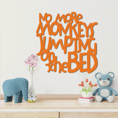 No More Monkeys, Παιδικά, Λέξεις - Φράσεις, 3D ΣΧΕΔΙΑ, 50 x 50 εκ., Ξύλο MDF (6mm)