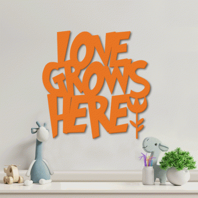 Love Grows Here, Παιδικά, Λέξεις - Φράσεις, 3D ΣΧΕΔΙΑ, 50 x 50 εκ., Ξύλο MDF (6mm)