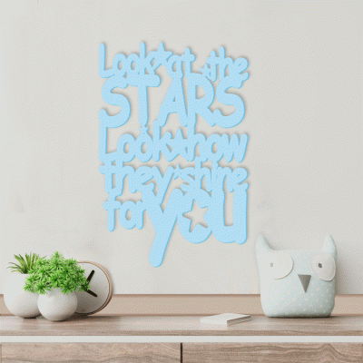 Houseart Look At The Stars, Παιδικά, Λέξεις - Φράσεις, 3D ΣΧΕΔΙΑ, 40 x 60 εκ., Ξύλο MDF (6mm)