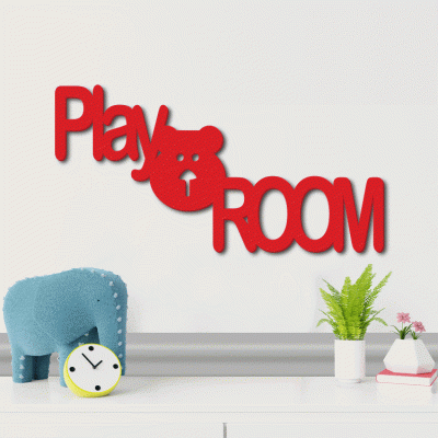 Playroom, Παιδικά, Λέξεις - Φράσεις, 3D ΣΧΕΔΙΑ, 50 x 25 εκ., Ξύλο MDF (6mm)
