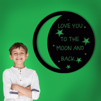 Love You To The Moon And Back, Παιδικά, Λέξεις - Φράσεις, 3D ΣΧΕΔΙΑ, 50 x 50 εκ., Ξύλο MDF (6mm)