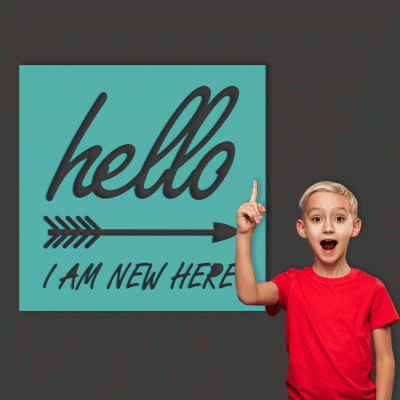 Houseart Hello I Am New Here, Παιδικά, Λέξεις - Φράσεις, 3D ΣΧΕΔΙΑ, 50 x 50 εκ., Ξύλο MDF (6mm)