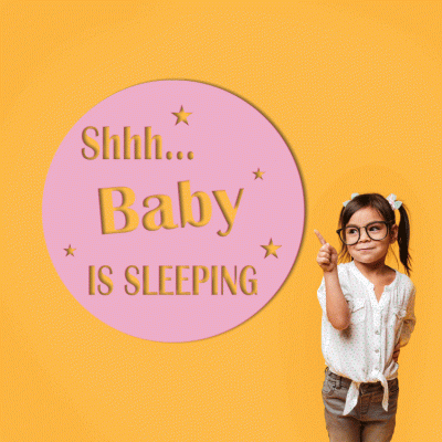 Houseart Shhh Baby Is Sleeping, Παιδικά, Λέξεις - Φράσεις, 3D ΣΧΕΔΙΑ, 50 x 50 εκ., Ξύλο MDF (6mm)