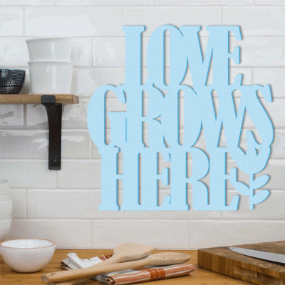 Houseart Love Grows Here, Κουζίνα, Λέξεις - Φράσεις, 3D ΣΧΕΔΙΑ, 50 x 50 εκ., Ξύλο MDF (6mm)