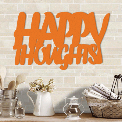 Happy Thoughts, Κουζίνα, Λέξεις - Φράσεις, 3D ΣΧΕΔΙΑ, 50 x 30 εκ., Ξύλο MDF (6mm)