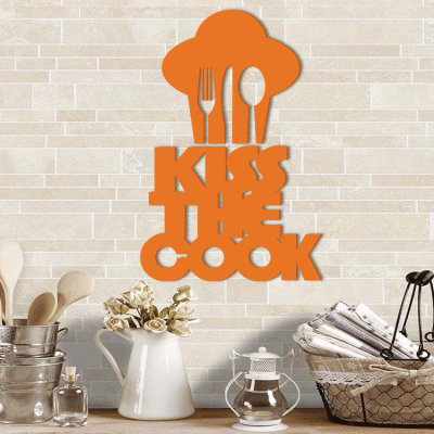 Houseart Kiss The Cook, Κουζίνα, Λέξεις - Φράσεις, 3D ΣΧΕΔΙΑ, 40 x 60 εκ., Ξύλο MDF (6mm)