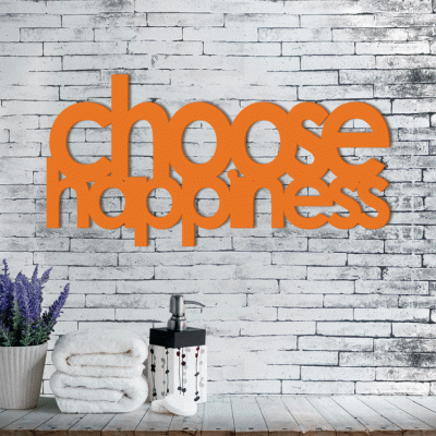 Houseart Choose Happiness, Μπάνιο, Λέξεις - Φράσεις, 3D ΣΧΕΔΙΑ, 50 x 25 εκ., Ξύλο MDF (6mm)