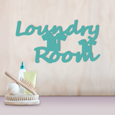 Houseart Laundry Room, Μπάνιο, Λέξεις - Φράσεις, 3D ΣΧΕΔΙΑ, 50 x 25 εκ., Ξύλο MDF (6mm)