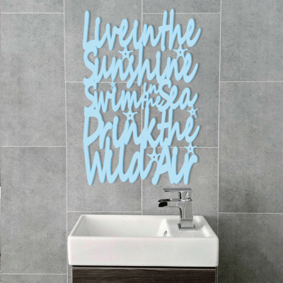 Live In The Sunshine, Μπάνιο, Λέξεις - Φράσεις, 3D ΣΧΕΔΙΑ, 40 x 60 εκ., Ξύλο MDF (6mm)