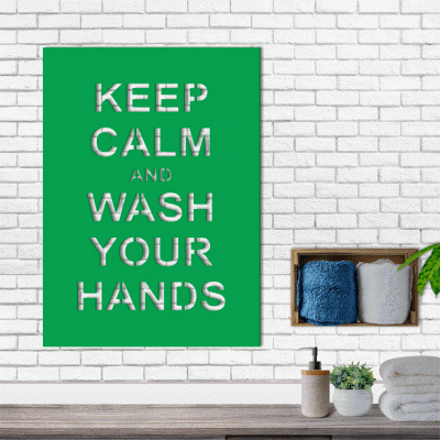 Houseart Keep Calm And Wash Your Hands, Μπάνιο, Λέξεις - Φράσεις, 3D ΣΧΕΔΙΑ, 40 x 60 εκ., Ξύλο MDF (6mm)