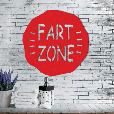 Houseart Fart Zone, Μπάνιο, Λέξεις - Φράσεις, 3D ΣΧΕΔΙΑ, 50 x 50 εκ., Ξύλο MDF (6mm)