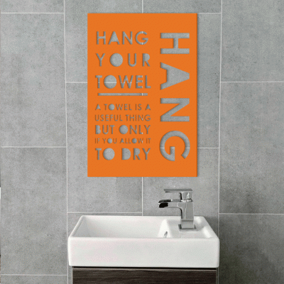 Houseart Hang Your Towel, Μπάνιο, Λέξεις - Φράσεις, 3D ΣΧΕΔΙΑ, 40 x 60 εκ., Ξύλο MDF (6mm)