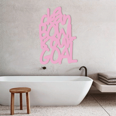 A Clean Bowl Is Our Goal, Μπάνιο, Λέξεις - Φράσεις, 3D ΣΧΕΔΙΑ, 40 x 60 εκ., Ξύλο MDF (6mm)