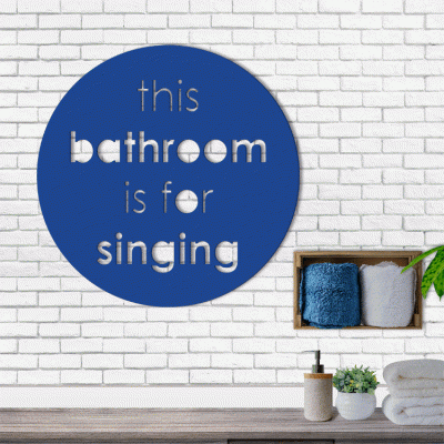 Houseart This Bathroom Is For Singing, Μπάνιο, Λέξεις - Φράσεις, 3D ΣΧΕΔΙΑ, 50 x 50 εκ., Ξύλο MDF (6mm)