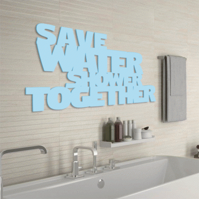 Save Water Shower Together, Μπάνιο, Λέξεις - Φράσεις, 3D ΣΧΕΔΙΑ, 50 x 30 εκ., Ξύλο MDF (6mm)