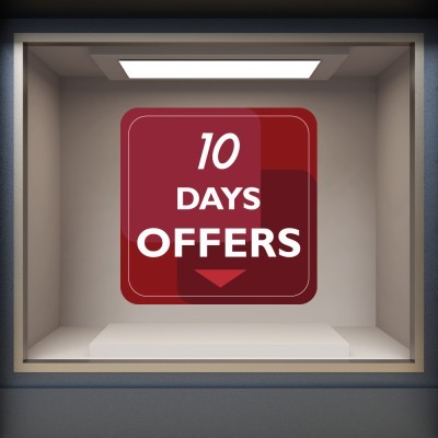 10 days offers, Εκπτωτικά, Αυτοκόλλητα βιτρίνας, 80 x 80 εκ. (51556)