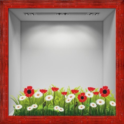 Houseart Παπαρούνες, Πασχαλινά, Αυτοκόλλητα βιτρίνας, 91 x 28 εκ.