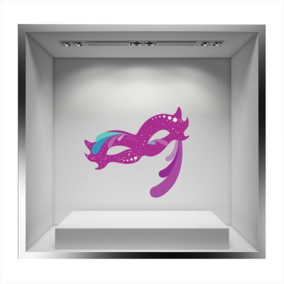 Houseart Φούξια Μάσκα, Αποκριάτικα, Αυτοκόλλητα βιτρίνας, 65 x 57 εκ.