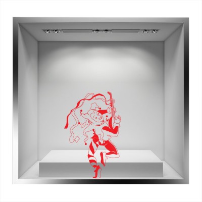 Houseart Αρλεκίνος που Παίζει Μουσική, Αποκριάτικα, Αυτοκόλλητα βιτρίνας, 35 x 53 εκ.