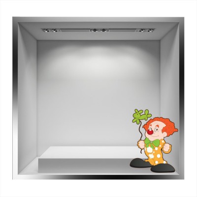 Houseart Κλόουν με μπαλόνι κουνελάκι, Αποκριάτικα, Αυτοκόλλητα βιτρίνας, 50 x 65 εκ.