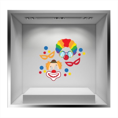 Clown και μάσκες Αποκριάτικα Αυτοκόλλητα βιτρίνας 51 x 56 cm (17183)