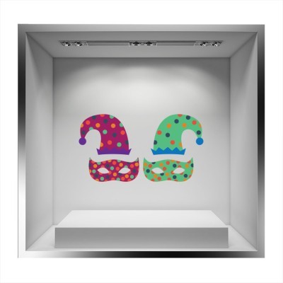 Couple Masks, Αποκριάτικα, Αυτοκόλλητα βιτρίνας, 83 x 45 εκ.