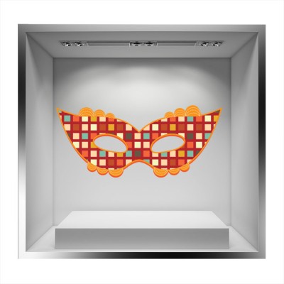 Houseart Vintage mask, Αποκριάτικα, Αυτοκόλλητα βιτρίνας, 100 x 44 εκ.