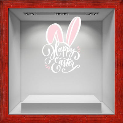 Happy Easter Πασχαλινά Αυτοκόλλητα βιτρίνας 72 x 50 cm (32617)