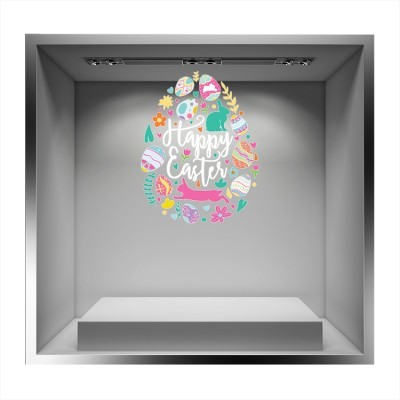 Houseart Πολύχρωμο Πασχαλινό Αυγό, Πασχαλινά, Αυτοκόλλητα βιτρίνας, 62 x 79 εκ.