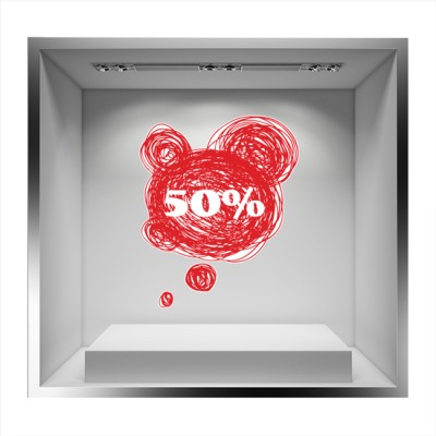 Έκπτωση 50%, Εκπτωτικά, Αυτοκόλλητα βιτρίνας, 80 x 97 ε