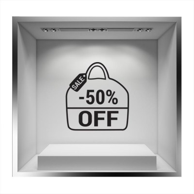 Sale -50/% shopping bag, Εκπτωτικά, Αυτοκόλλητα βιτρίνα