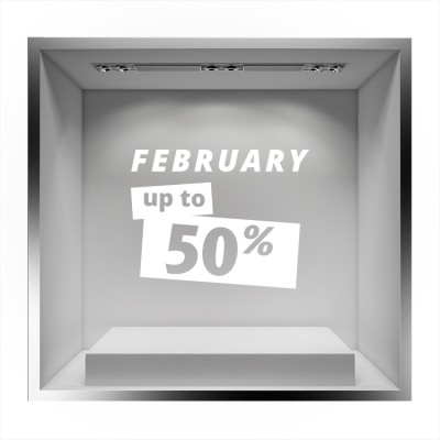 February up to 50% sales Εκπτωτικά Αυτοκόλλητα βιτρίνας 39 x 50 cm (20077)