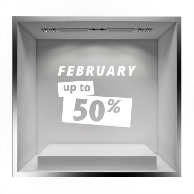 February up to 50% sales, Εκπτωτικά, Αυτοκόλλητα βιτρίν
