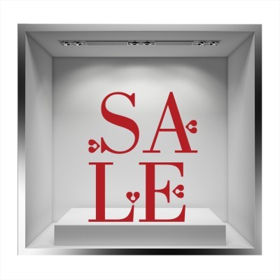 Sale με καρδιές, Εκπτωτικά, Αυτοκόλλητα βιτρίνας, 49 x 