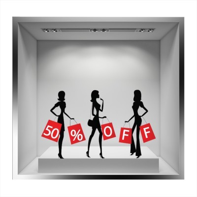 50% Off κοπέλες που ψωνίζουν, Εκπτωτικά, Αυτοκόλλητα βι