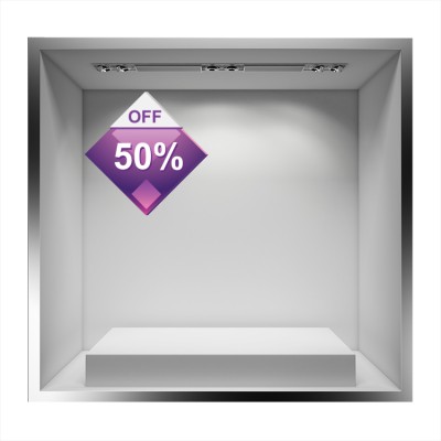 Houseart 50% Off μοβ ρόμβος, Εκπτωτικά, Αυτοκόλλητα βιτρίνας, 50 x 50 εκ.
